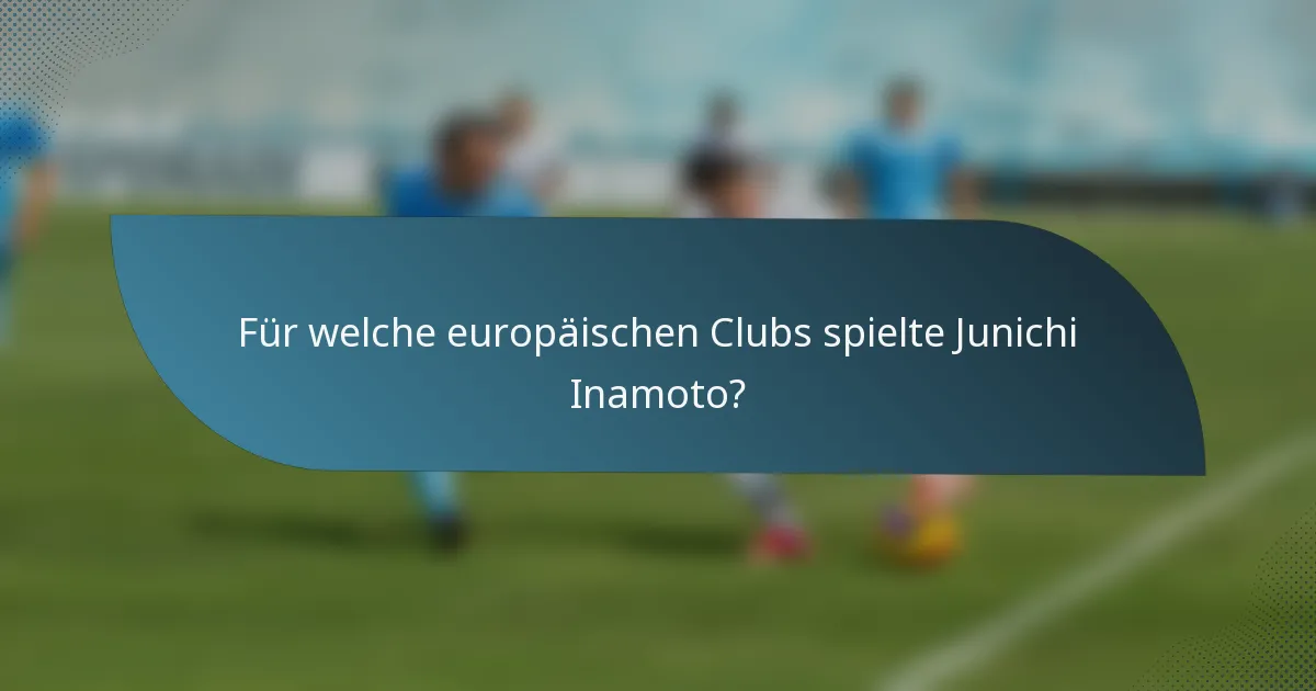 Für welche europäischen Clubs spielte Junichi Inamoto?