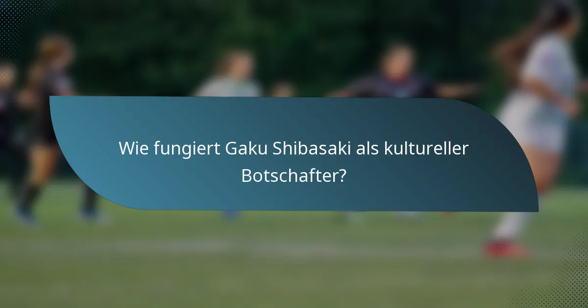 Wie fungiert Gaku Shibasaki als kultureller Botschafter?