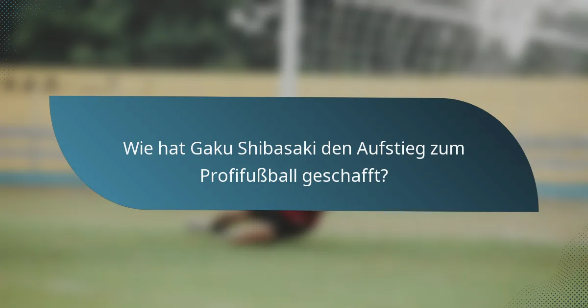 Wie hat Gaku Shibasaki den Aufstieg zum Profifußball geschafft?