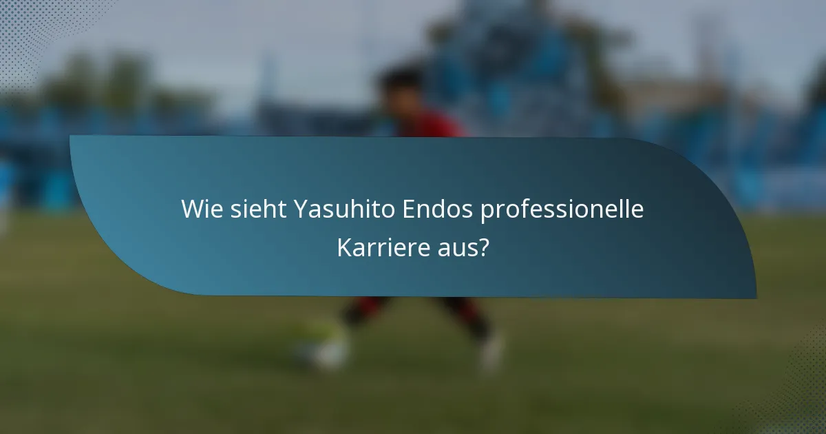 Wie sieht Yasuhito Endos professionelle Karriere aus?