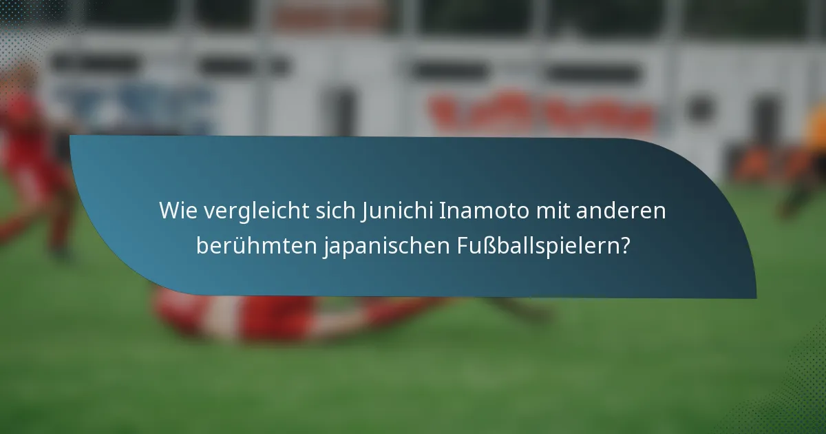 Wie vergleicht sich Junichi Inamoto mit anderen berühmten japanischen Fußballspielern?